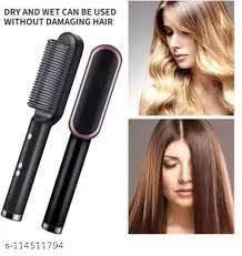 Hair Straightener brush for Women & Men, Hair Styler, Straightener Machine Brush/PTC Heating Electric Straightener with 5 Temperature Control (Multi colour)